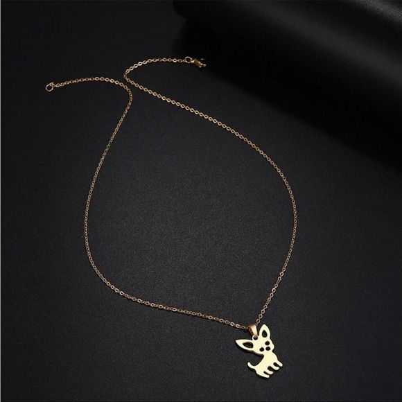 Gold Chihuahua Puppy Dog Necklace - Picture 2 of 2